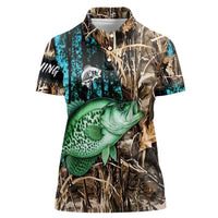Crappie Fishing Customize Name Women Polo Shirt Forest and Camo Background in Outdoor Fishing - Wonder Print Shop