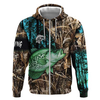 Crappie Fishing Customize Name Zip Hoodie Forest and Camo Background in Outdoor Fishing - Wonder Print Shop