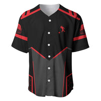 Bowling Team Baseball Jersey Red and Black Strike Graphic and Custom Name Section - Wonder Print Shop