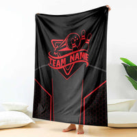 Bowling Team Blanket Red and Black Strike Graphic and Custom Name Section - Wonder Print Shop