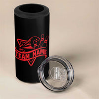 Bowling Team 4 in 1 Can Cooler Tumbler Red and Black Strike Graphic and Custom Name Section - Wonder Print Shop