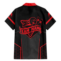 Bowling Team Family Matching Mermaid Dress and Hawaiian Shirt Red and Black Strike Graphic and Custom Name Section - Wonder Print Shop