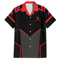 Bowling Team Family Matching Off The Shoulder Long Sleeve Dress and Hawaiian Shirt Red and Black Strike Graphic and Custom Name Section - Wonder Print Shop
