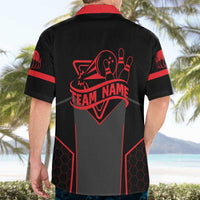 Bowling Team Hawaiian Shirt Red and Black Strike Graphic and Custom Name Section - Wonder Print Shop