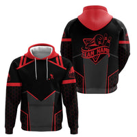 Bowling Team Hoodie Red and Black Strike Graphic and Custom Name Section - Wonder Print Shop