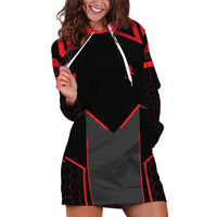 Bowling Team Hoodie Dress Red and Black Strike Graphic and Custom Name Section - Wonder Print Shop