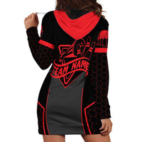 Bowling Team Hoodie Dress Red and Black Strike Graphic and Custom Name Section - Wonder Print Shop