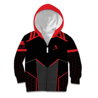 Bowling Team Kid Hoodie Red and Black Strike Graphic and Custom Name Section - Wonder Print Shop