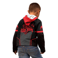 Bowling Team Kid Hoodie Red and Black Strike Graphic and Custom Name Section - Wonder Print Shop