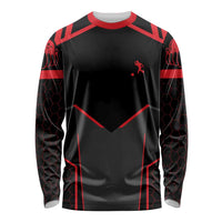 Bowling Team Long Sleeve Shirt Red and Black Strike Graphic and Custom Name Section - Wonder Print Shop