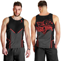 Bowling Team Men Tank Top Red and Black Strike Graphic and Custom Name Section - Wonder Print Shop