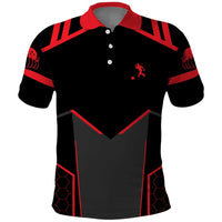 Bowling Team Polo Shirt Red and Black Strike Graphic and Custom Name Section - Wonder Print Shop