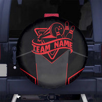 Bowling Team Spare Tire Cover Red and Black Strike Graphic and Custom Name Section - Wonder Print Shop