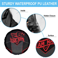 Bowling Team Spare Tire Cover Red and Black Strike Graphic and Custom Name Section - Wonder Print Shop