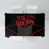 Bowling Team Tablecloth Red and Black Strike Graphic and Custom Name Section - Wonder Print Shop