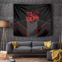Bowling Team Tapestry Red and Black Strike Graphic and Custom Name Section - Wonder Print Shop