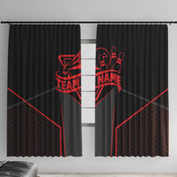 Bowling Team Window Curtain Red and Black Strike Graphic and Custom Name Section - Wonder Print Shop