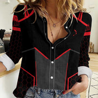 Bowling Team Women Casual Shirt Red and Black Strike Graphic and Custom Name Section - Wonder Print Shop