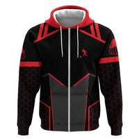 Bowling Team Zip Hoodie Red and Black Strike Graphic and Custom Name Section - Wonder Print Shop