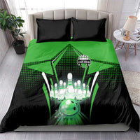 Bowling Team Design Bedding Set Green Strike Graphic and Custom Name Shield Accent - Wonder Print Shop
