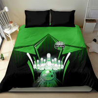Bowling Team Design Bedding Set Green Strike Graphic and Custom Name Shield Accent - Wonder Print Shop