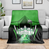 Bowling Team Design Blanket Green Strike Graphic and Custom Name Shield Accent - Wonder Print Shop