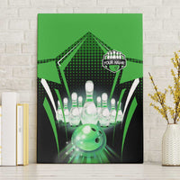 Bowling Team Design Canvas Wall Art Green Strike Graphic and Custom Name Shield Accent - Wonder Print Shop