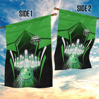 Bowling Team Design Garden Flag Green Strike Graphic and Custom Name Shield Accent - Wonder Print Shop