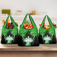 Bowling Team Design Grocery Bag Green Strike Graphic and Custom Name Shield Accent - Wonder Print Shop