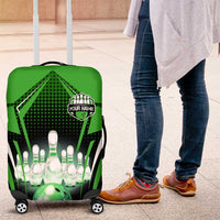 Bowling Team Design Luggage Cover Green Strike Graphic and Custom Name Shield Accent - Wonder Print Shop
