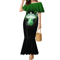 Bowling Team Design Mermaid Dress Green Strike Graphic and Custom Name Shield Accent - Wonder Print Shop