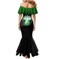 Bowling Team Design Mermaid Dress Green Strike Graphic and Custom Name Shield Accent - Wonder Print Shop