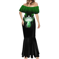 Bowling Team Design Mermaid Dress Green Strike Graphic and Custom Name Shield Accent - Wonder Print Shop