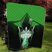Bowling Team Design Quilt Green Strike Graphic and Custom Name Shield Accent - Wonder Print Shop
