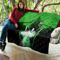 Bowling Team Design Quilt Green Strike Graphic and Custom Name Shield Accent - Wonder Print Shop