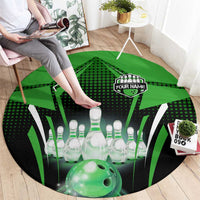 Bowling Team Design Round Carpet Green Strike Graphic and Custom Name Shield Accent - Wonder Print Shop
