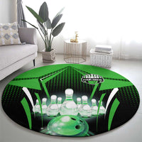 Bowling Team Design Round Carpet Green Strike Graphic and Custom Name Shield Accent - Wonder Print Shop