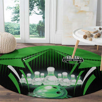 Bowling Team Design Round Carpet Green Strike Graphic and Custom Name Shield Accent - Wonder Print Shop