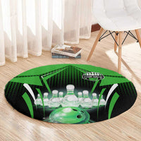 Bowling Team Design Round Carpet Green Strike Graphic and Custom Name Shield Accent - Wonder Print Shop
