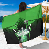 Bowling Team Design Sarong Green Strike Graphic and Custom Name Shield Accent - Wonder Print Shop