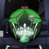 Bowling Team Design Spare Tire Cover Green Strike Graphic and Custom Name Shield Accent - Wonder Print Shop