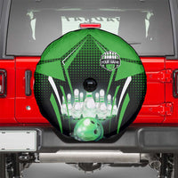 Bowling Team Design Spare Tire Cover Green Strike Graphic and Custom Name Shield Accent - Wonder Print Shop