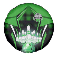 Bowling Team Design Spare Tire Cover Green Strike Graphic and Custom Name Shield Accent - Wonder Print Shop