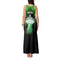 Bowling Team Design Tank Maxi Dress Green Strike Graphic and Custom Name Shield Accent - Wonder Print Shop