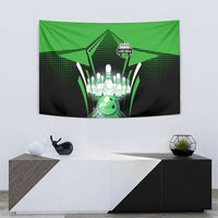 Bowling Team Design Tapestry Green Strike Graphic and Custom Name Shield Accent - Wonder Print Shop
