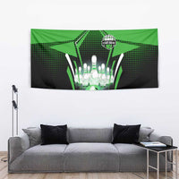 Bowling Team Design Tapestry Green Strike Graphic and Custom Name Shield Accent - Wonder Print Shop