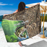 Personalized Bass Fishing Design Sarong Leaping Fish Graphic and Camouflage Green Water Splash Print - Wonder Print Shop
