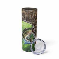 Personalized Bass Fishing Design Skinny Tumbler Leaping Fish Graphic and Camouflage Green Water Splash Print - Wonder Print Shop