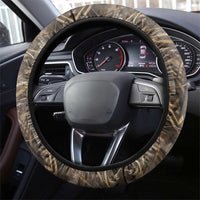 Bass Fishing Design Steering Wheel Cover Leaping Fish Graphic and Camouflage Green Water Splash Print - Wonder Print Shop