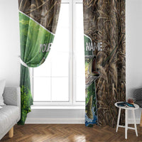 Personalized Bass Fishing Design Window Curtain Leaping Fish Graphic and Camouflage Green Water Splash Print - Wonder Print Shop